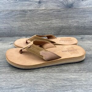 Cobian Salt + Light Mens Leather Flip Flops Tan Brown Sandals Size 8 Mexico